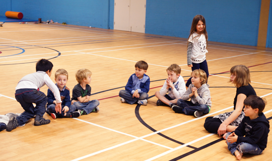 young children doing activities in the Radmoor sports hall